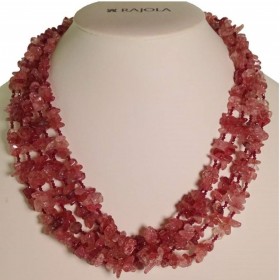 Collana Rajola Donna 5 Fili Quarzo Strawberry Granato Oro Bollicine 54-489-5