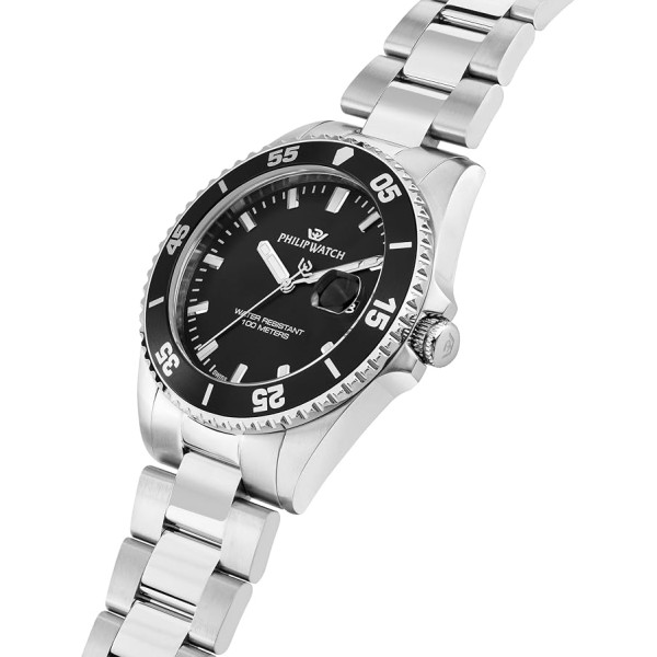 Philip Watch Caribe Sport R8253597120 - Orologio Uomo Acciaio Nero Diver 42mm