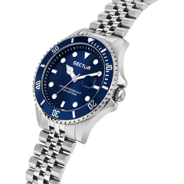 Sector No Limits Orologio Uomo, Tempo, Data, Analogico, Cinturino in Acciaio, Collezione 230 - R3253161053