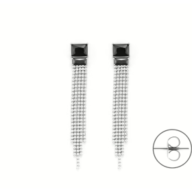 Paciotti 4US Orecchini Tennis Donna Acciaio Cristalli Bianco Nero 4UOR6336W