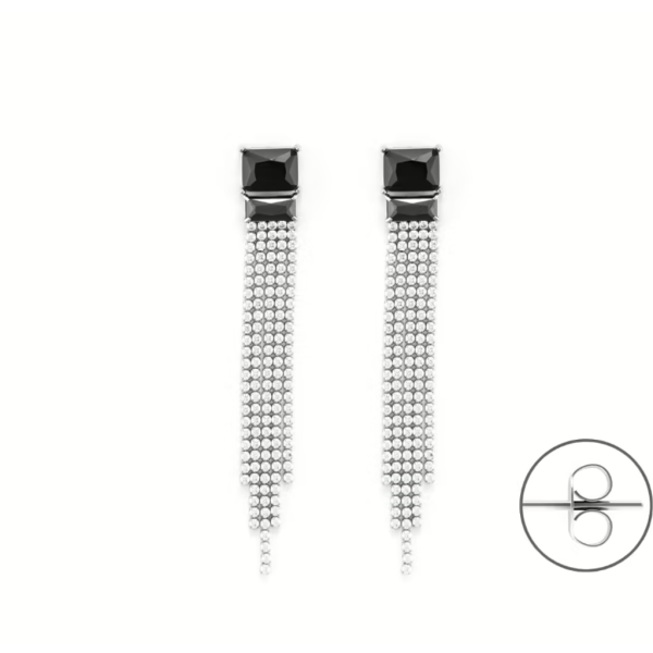 Paciotti 4US Orecchini Tennis Donna Acciaio Cristalli Bianco Nero 4UOR6336W