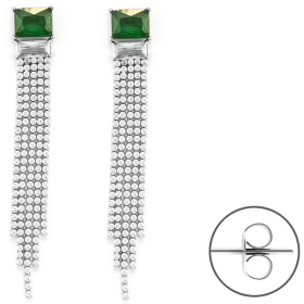 Paciotti 4US Orecchini Donna Acciaio Zirconi VERDE 7cm 4UOR6338W