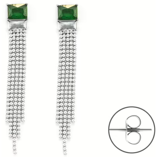 Paciotti 4US Orecchini Donna Acciaio Zirconi VERDE 7cm 4UOR6338W