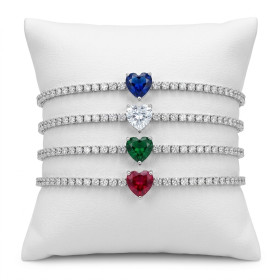 RAMPINO GIOIELLI Kit 4 Bracciali Tennis Donna in Argento 925 con Cuori Swarovski