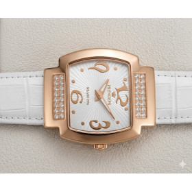 PRYNGEPS Orologio Donna A715 Bianco e Dorato con Cinturino in Pelle Bianco