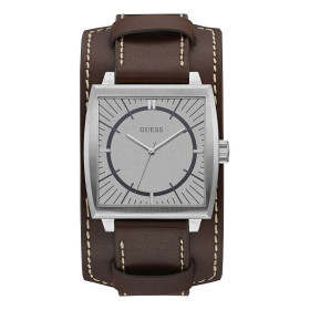 GUESS W1036G2 Orologio Uomo Monarch Solo Tempo Cassa Quadrata Acciaio e Pelle