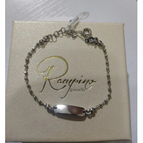 RAMPINO GIOIELLI Bracciale Unisex Argento 925 Piastrina Centrale Catena Sfere