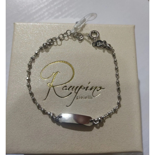 RAMPINO GIOIELLI Bracciale Unisex Argento 925 Piastrina Centrale Catena Sfere