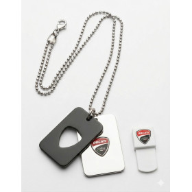 DUCATI Collana Uomo Doppia Piastrina Acciaio e Silicone Logo Ducati Corse