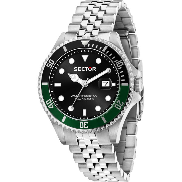 Sector No Limits Orologio Uomo, Tempo, Data, Analogico, Cinturino in Acciaio, Collezione 230 - R3253161052