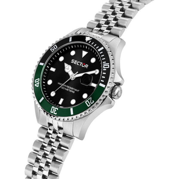 Sector No Limits Orologio Uomo, Tempo, Data, Analogico, Cinturino in Acciaio, Collezione 230 - R3253161052