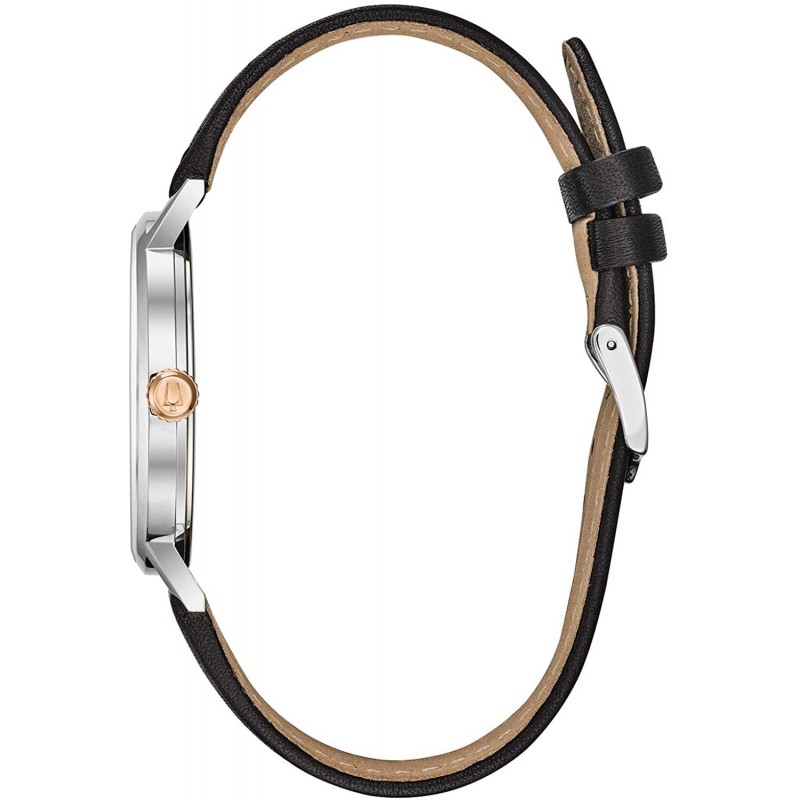 Bulova Classic Aerojet 98B254 - Orologio design con cinturino in pelle, Uomo, nero/inserti, colore oro rosa